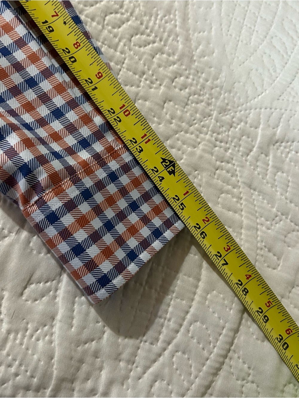 Bullock & Jones Long Sleeve Buttondown Shirt Gingham Orange Navy Preppy Size L - Picture 8 of 8